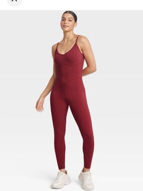 JoyLab Women's Corset Bodysuit - Wine Red size X-Large